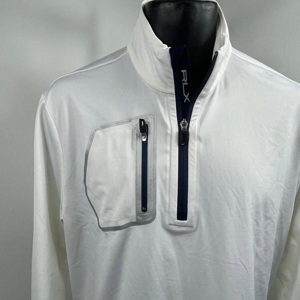 RLX Ralph Lauren Pullover Mens M White 1/4 Zip Long Sleeve Golf Athletic Top